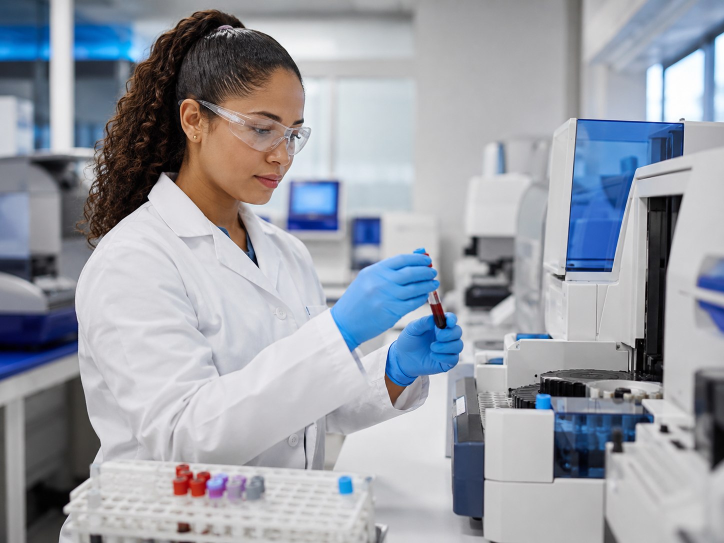 Profesional procesando una muestra en el laboratorio clínico